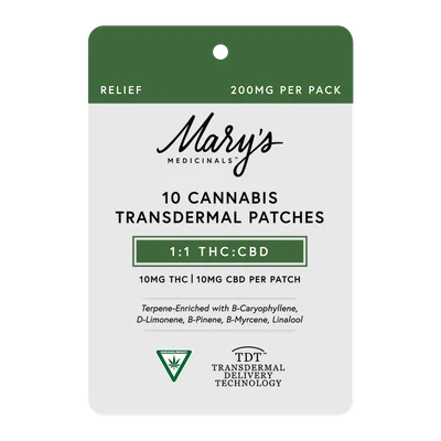 Mary's Medicinals - Relief 1:1 THC:CBD Transdermal Patch 20mg