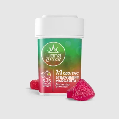 Wana Quick Strawberry Margarita 1:1 CBD:THC Gummies 200mg