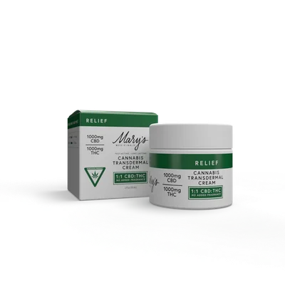 Mary's Medicinals - Transdermal Cream Recover Fragrance Free 1000mg CBD:1000mg THC