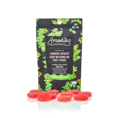 Sour Watermelon Fruit Chews Gummies 200mg