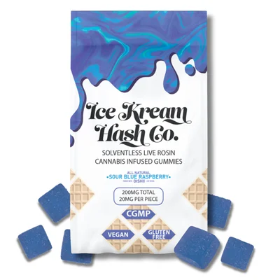 Sour Blue Raspberry Rosin Gummies 200mg