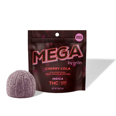 Grön Mega Cherry Cola Rosin Gummies 100mg