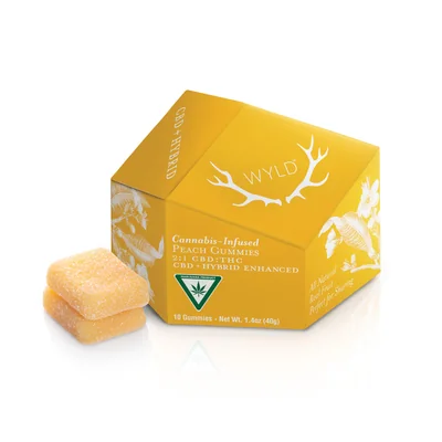 Peach Hybrid 1:2 THC:CBD Gummies 50mg