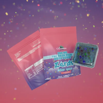 Zerds - Blue Razz Hash Rosin Gummy Single 200mg