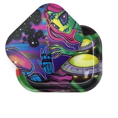 Rolling Tray with Magnetic Cover Space Lovers by Spooky Girl Art