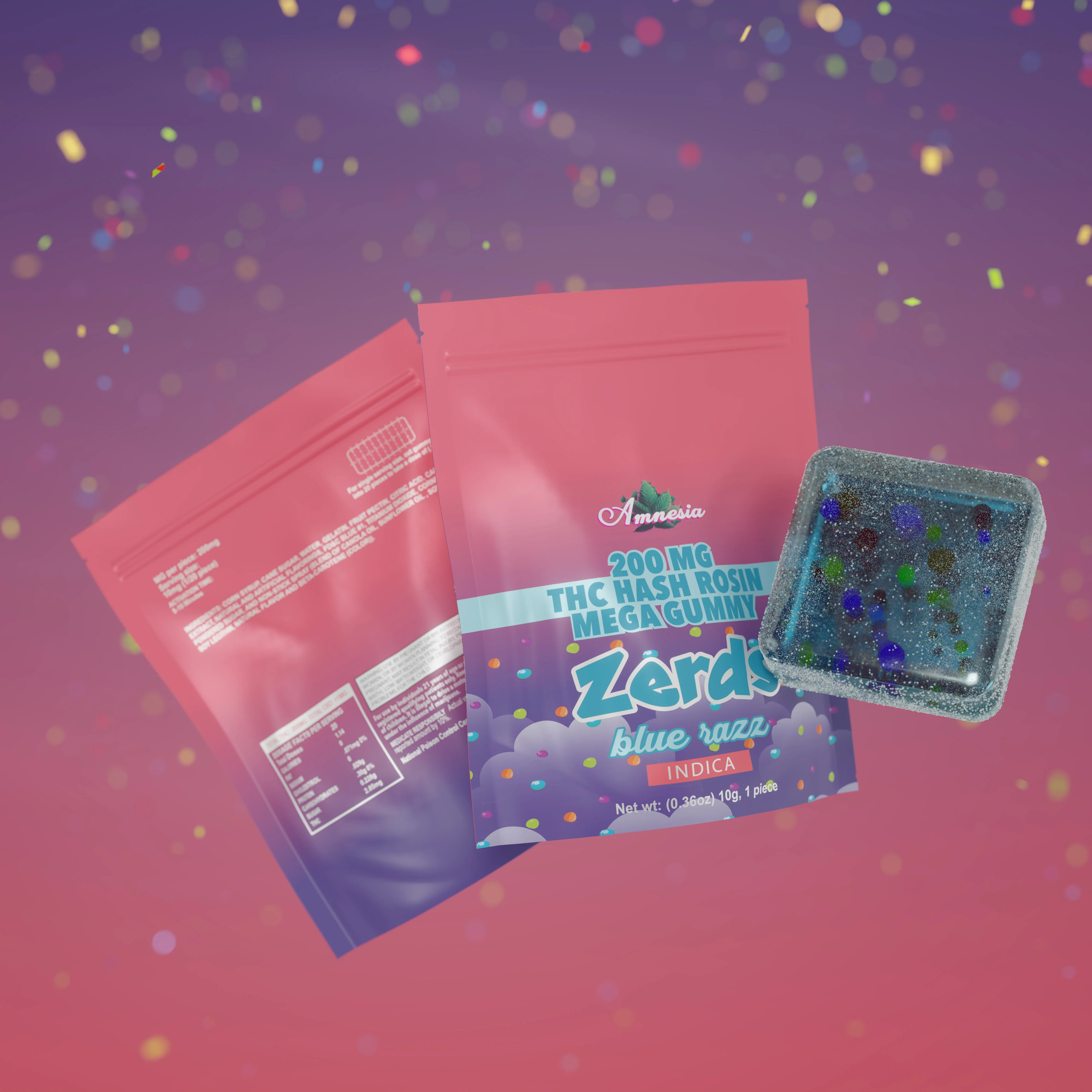 Zerds - Blue Razz Hash Rosin Gummy Single 200mg