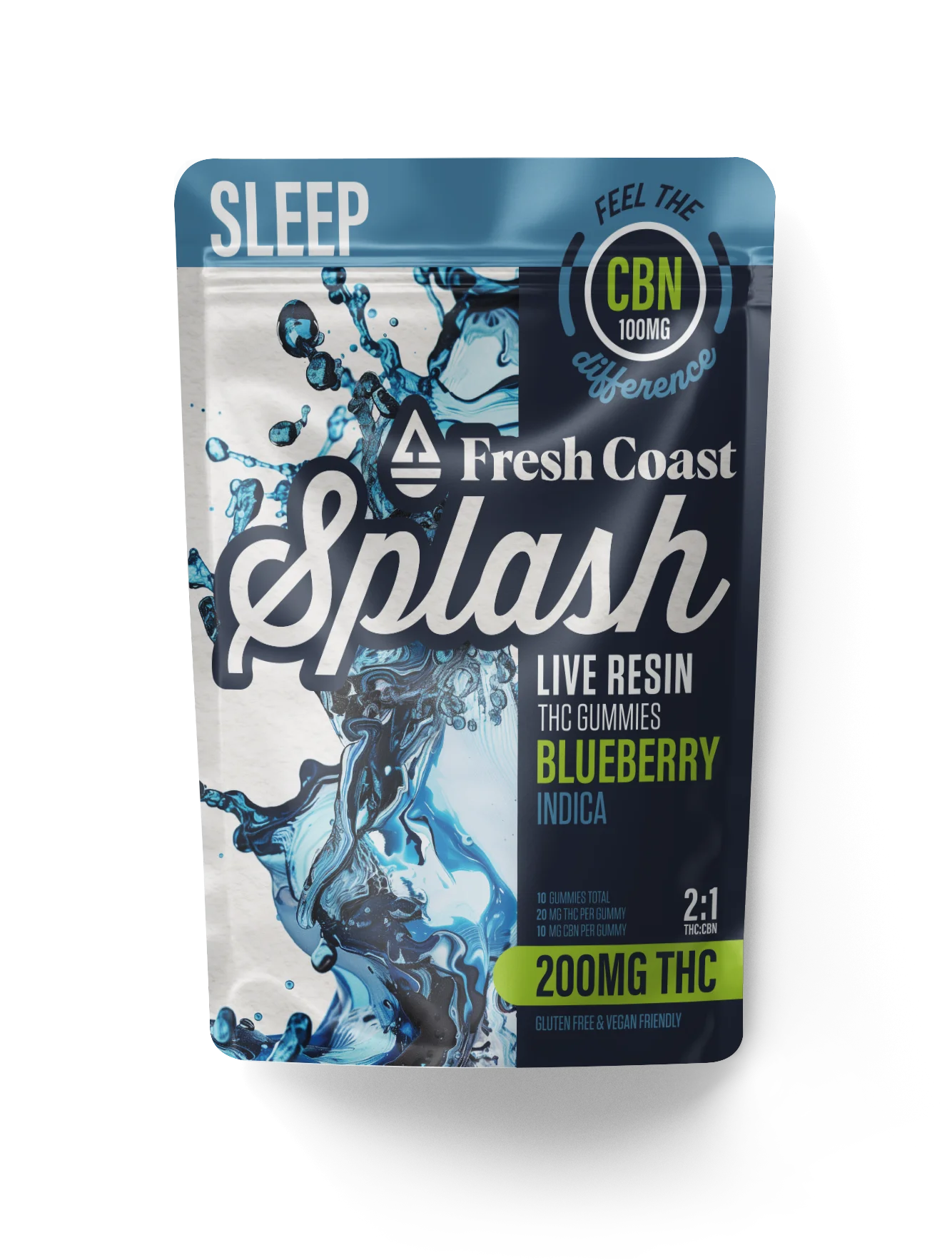 Splash - Blueberry 2:1 THC:CBN Live Resin Gummies 200mg