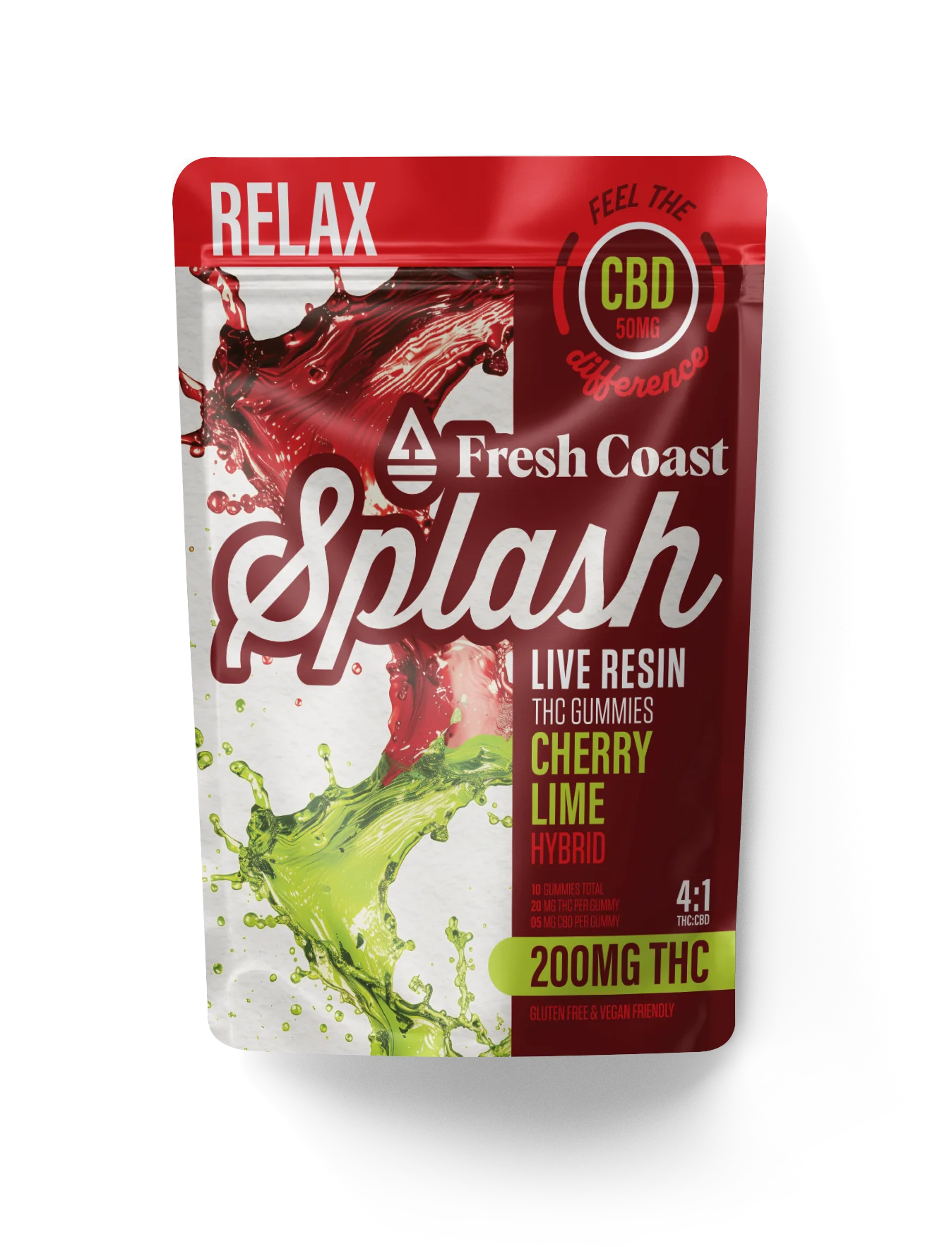 Splash - Cherry Lime 4:1 THC:CBD Live Resin Gummies 200mg