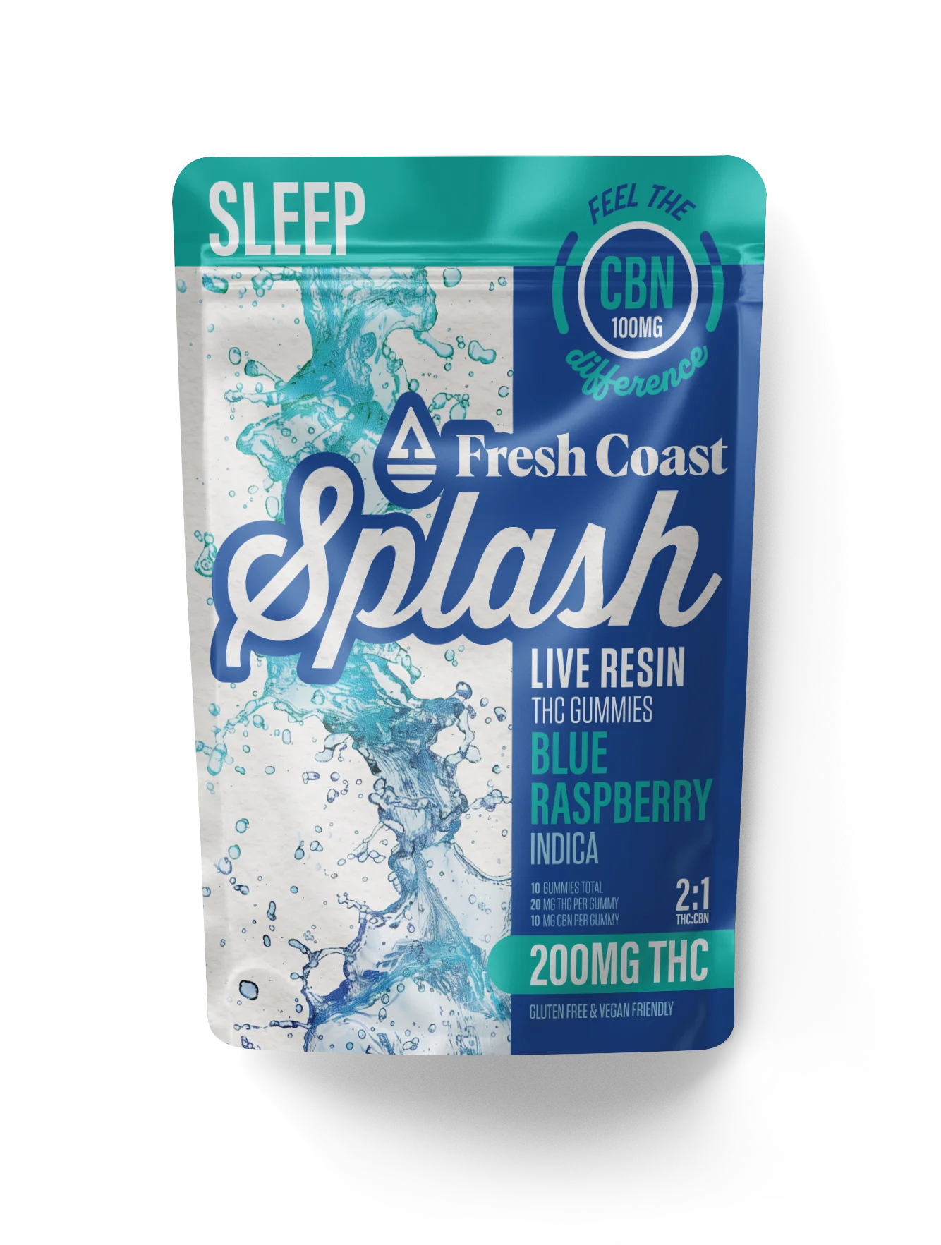 Splash - Blue Raspberry 2:1 THC:CBN Live Resin Gummies 200mg