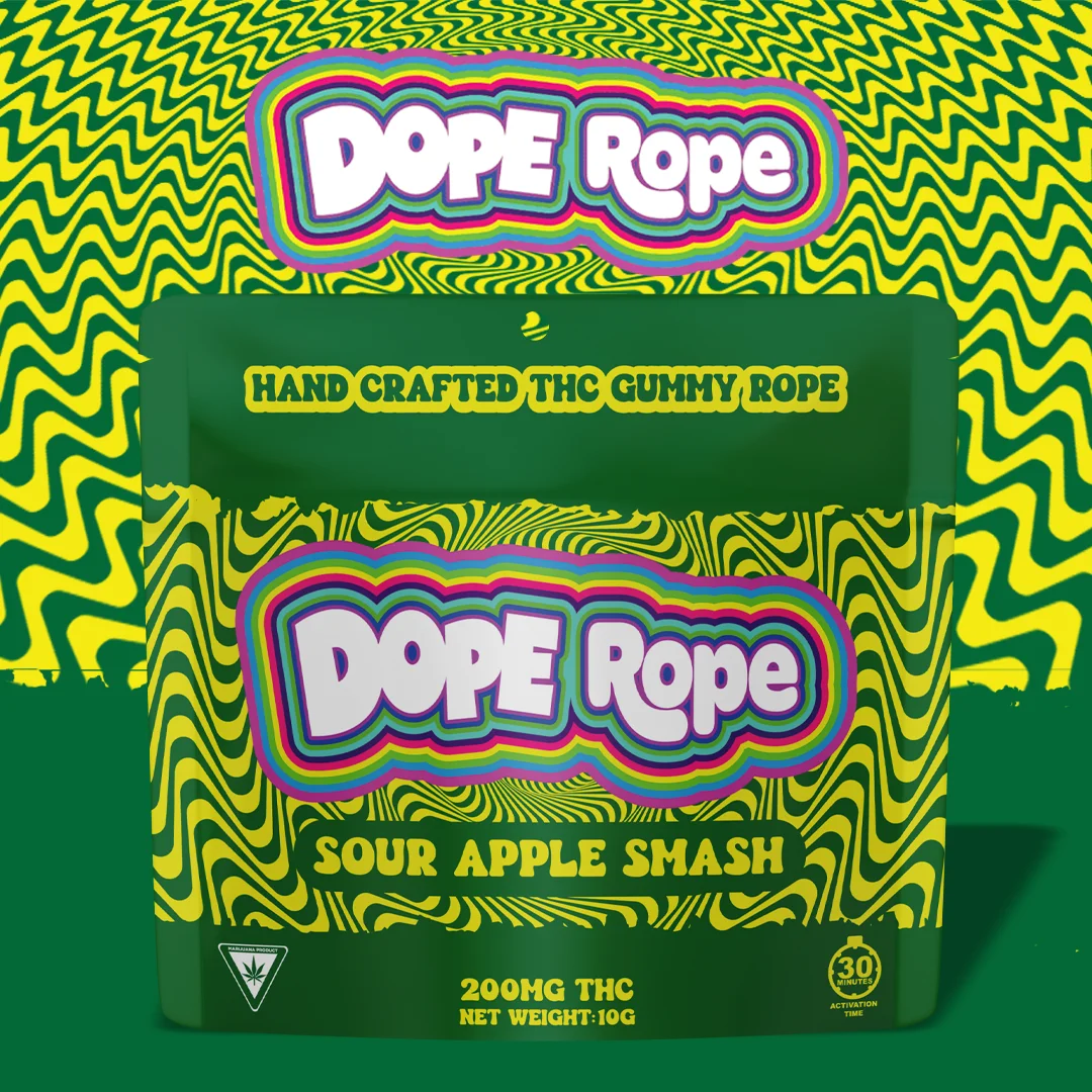 Dope Rope - Sour Apple Smash Gummy Rope 200mg