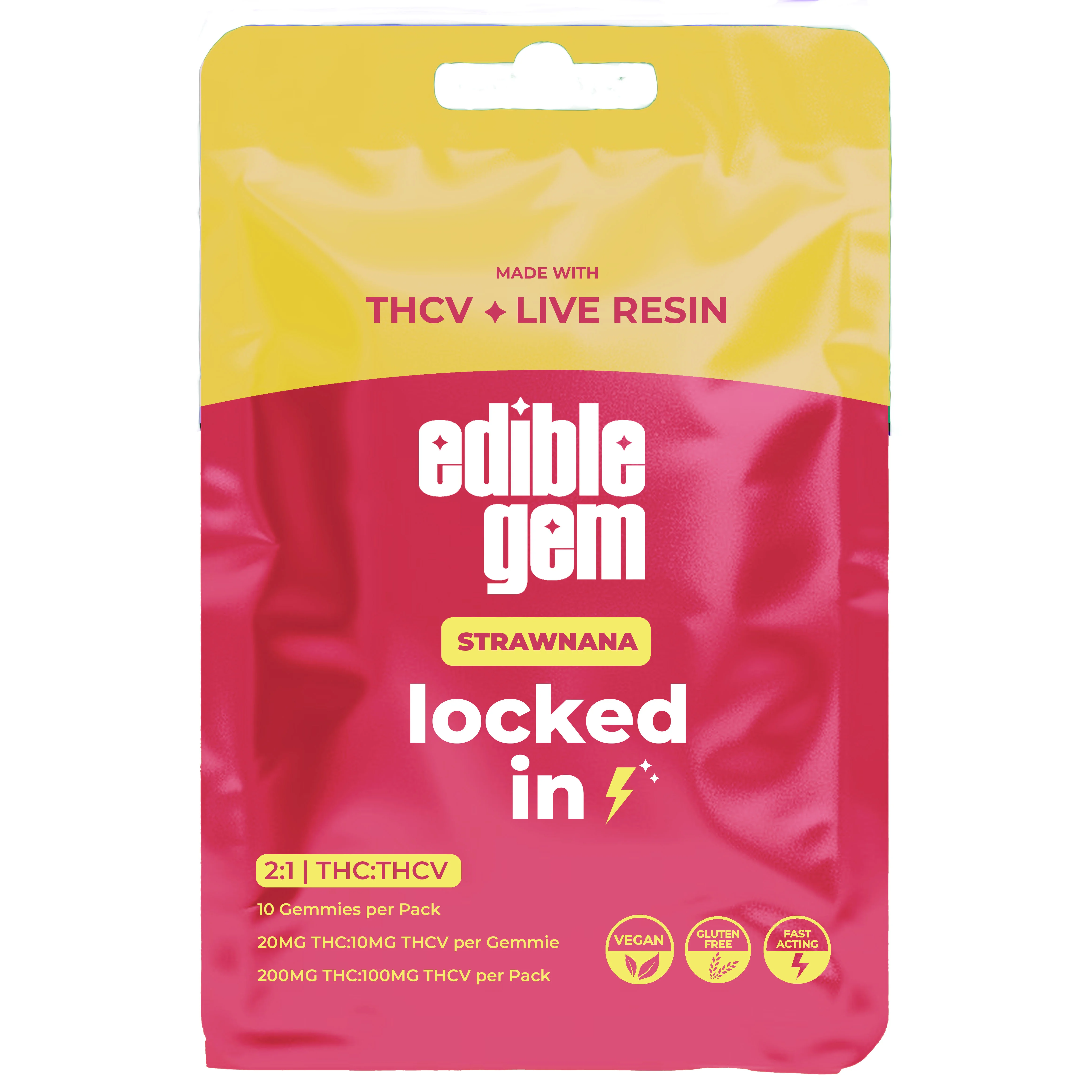 Edible Gem - Strawnana 2:1 THC:THCV Live Resin Gummies 200mg