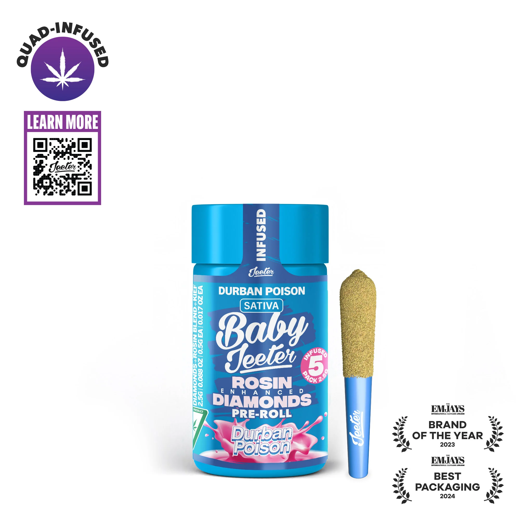 Jeeter - Durban Poison Baby Jeeter Quad Infused Pre-Rolls 5pk 2.5g