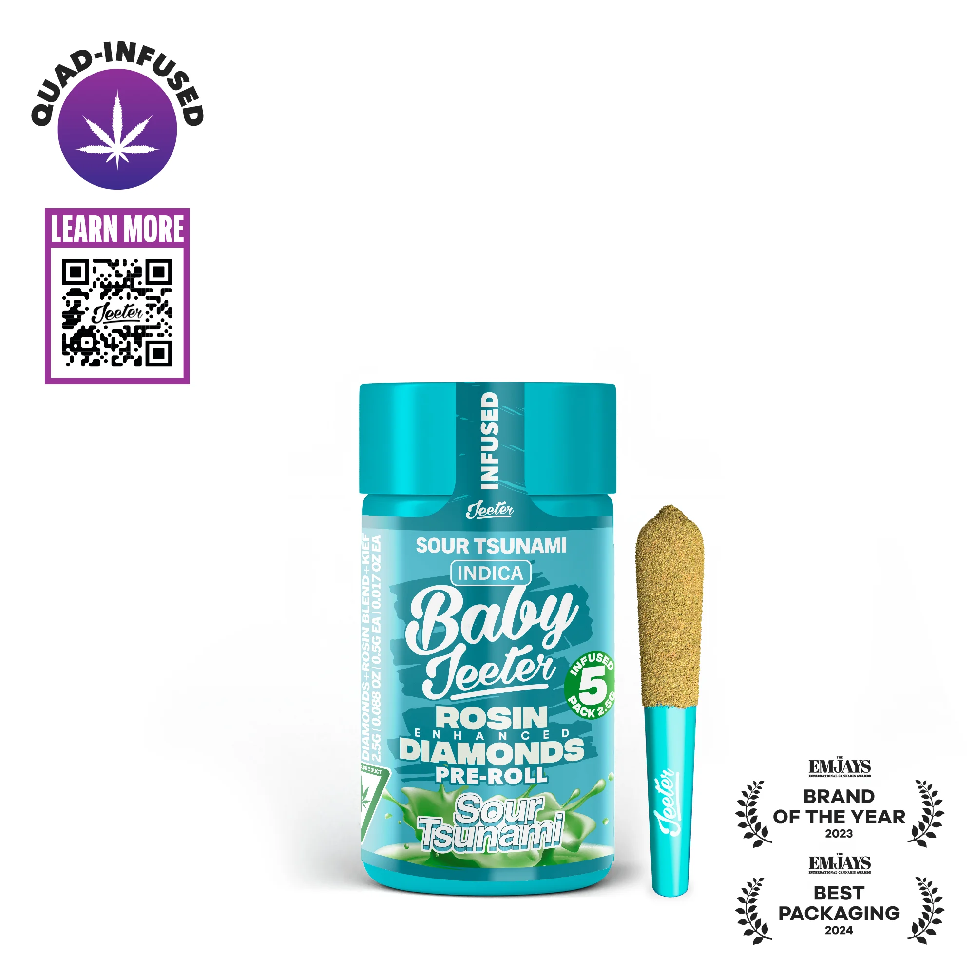 Jeeter - Sour Tsunami Baby Jeeter Quad Infused Pre-Rolls 5pk 2.5g