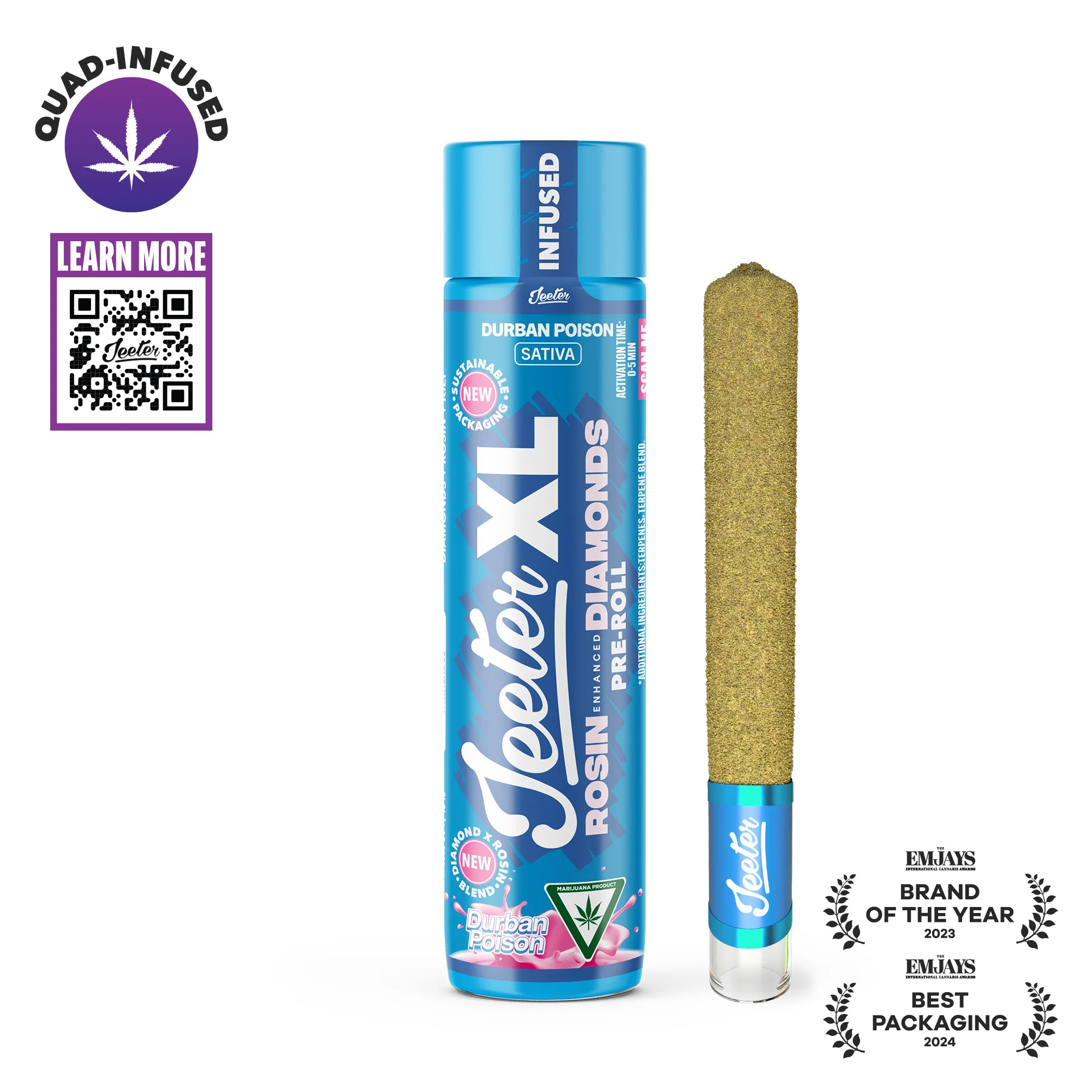 Jeeter - Durban Poison XL Quad Infused Pre-Roll 2g