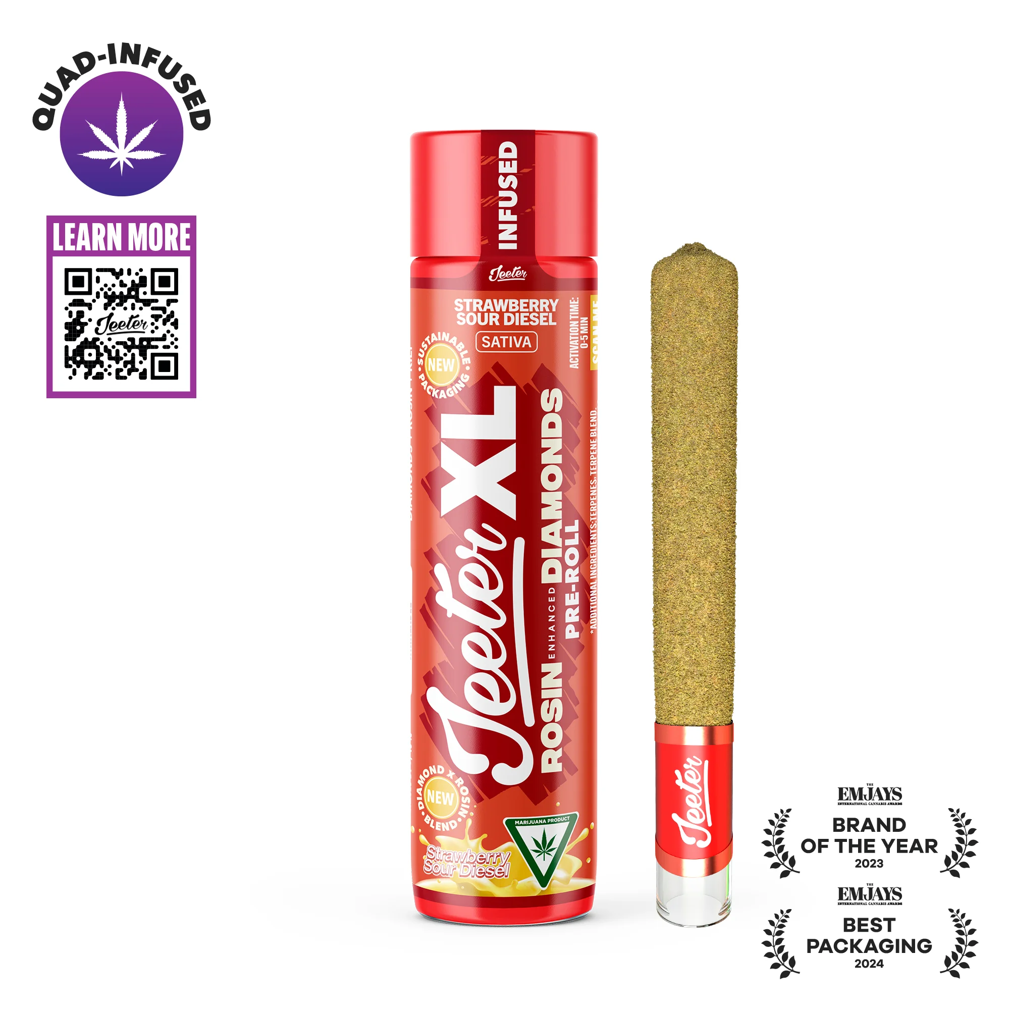 Jeeter - Strawberry Sour Diesel XL Quad Infused Pre-Roll 2g