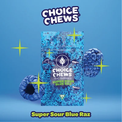 CHOICE Super Sour Blue Raz Gummies 200mg