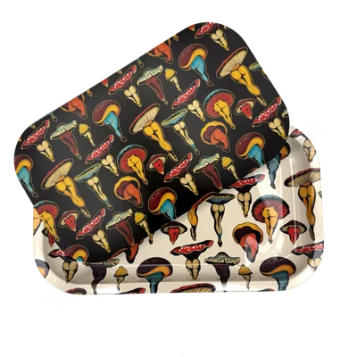 Rolling Tray with Magnetic Cover (7x11) Shroom Booties by Cecilia Granata